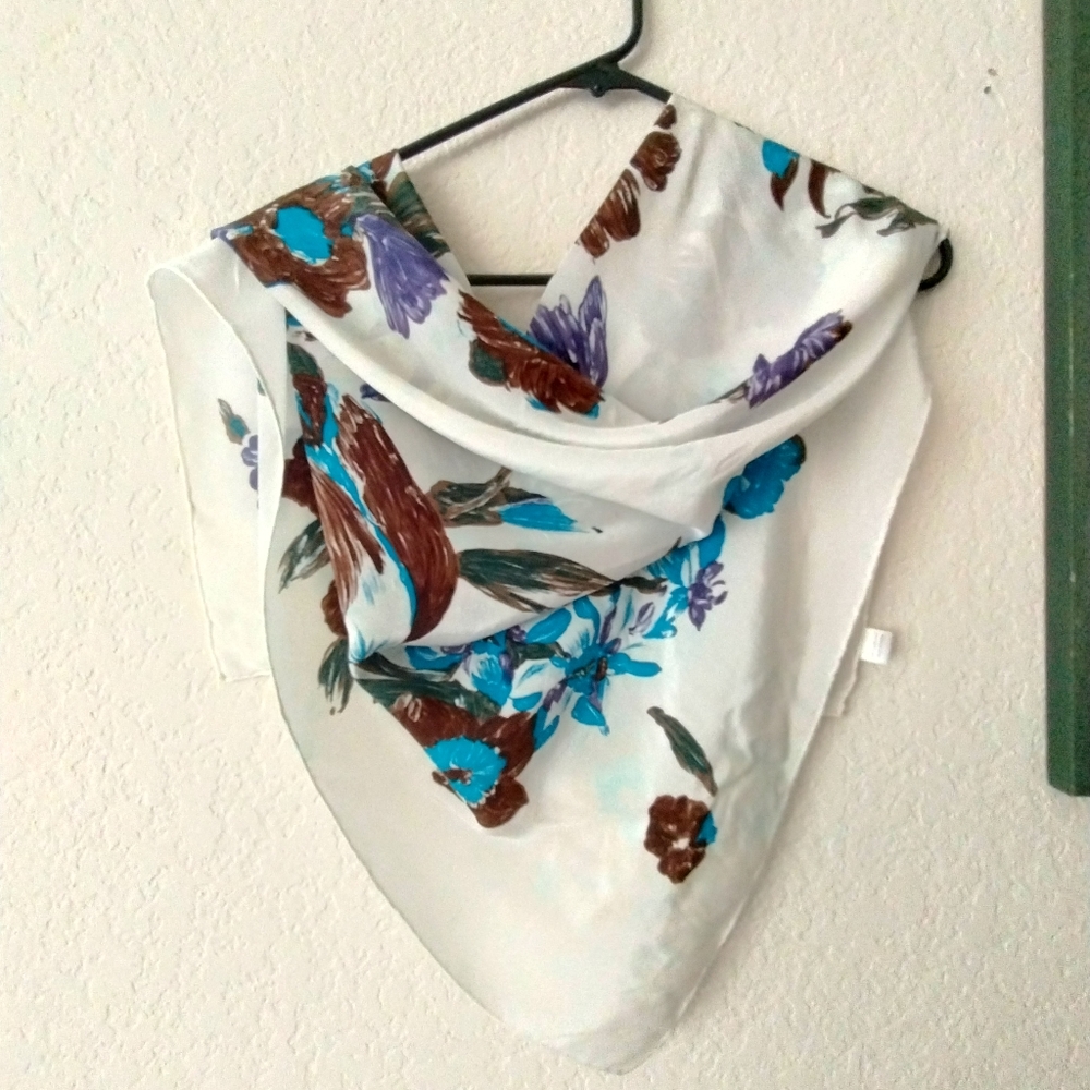 Large Handprint Floral  Silk Scarf